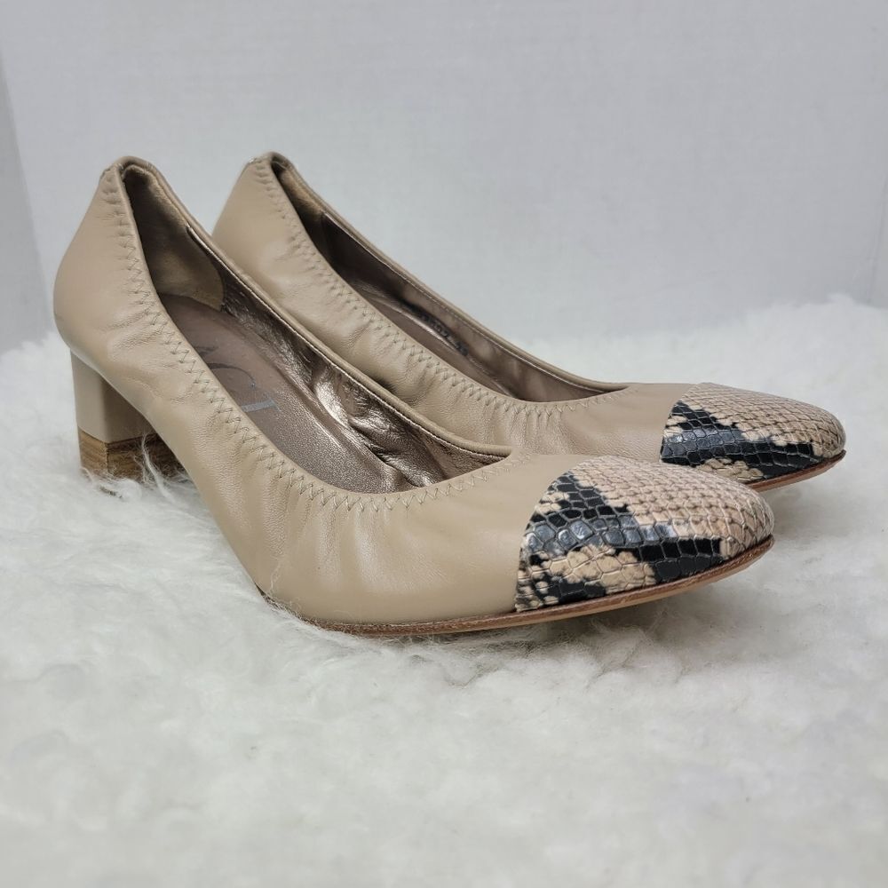 AGL Attilio Giusti Leombruni Women's Shoes 8.5  Leather Snakeskin Cap Toe Pump